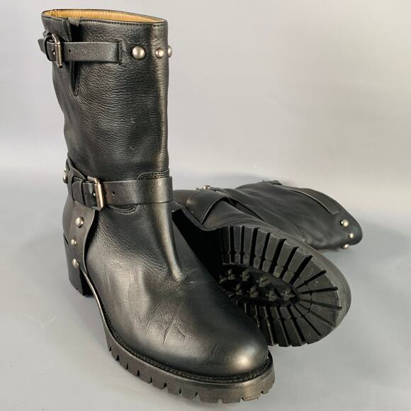 POLO by RALPH LAUREN Size 8 Black Silver Leather Studded Harness Boots main image 6